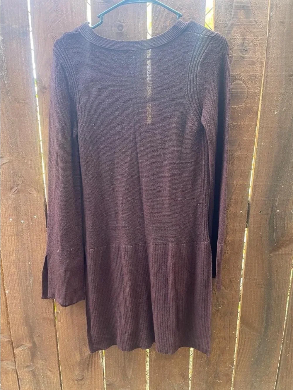 Free People Tunic Sweater CrissCross Front Knit Mocha Brown Linen Blend Sz S